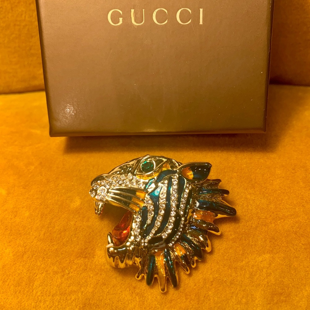 Gucci Rajah Tiger Head Brooch